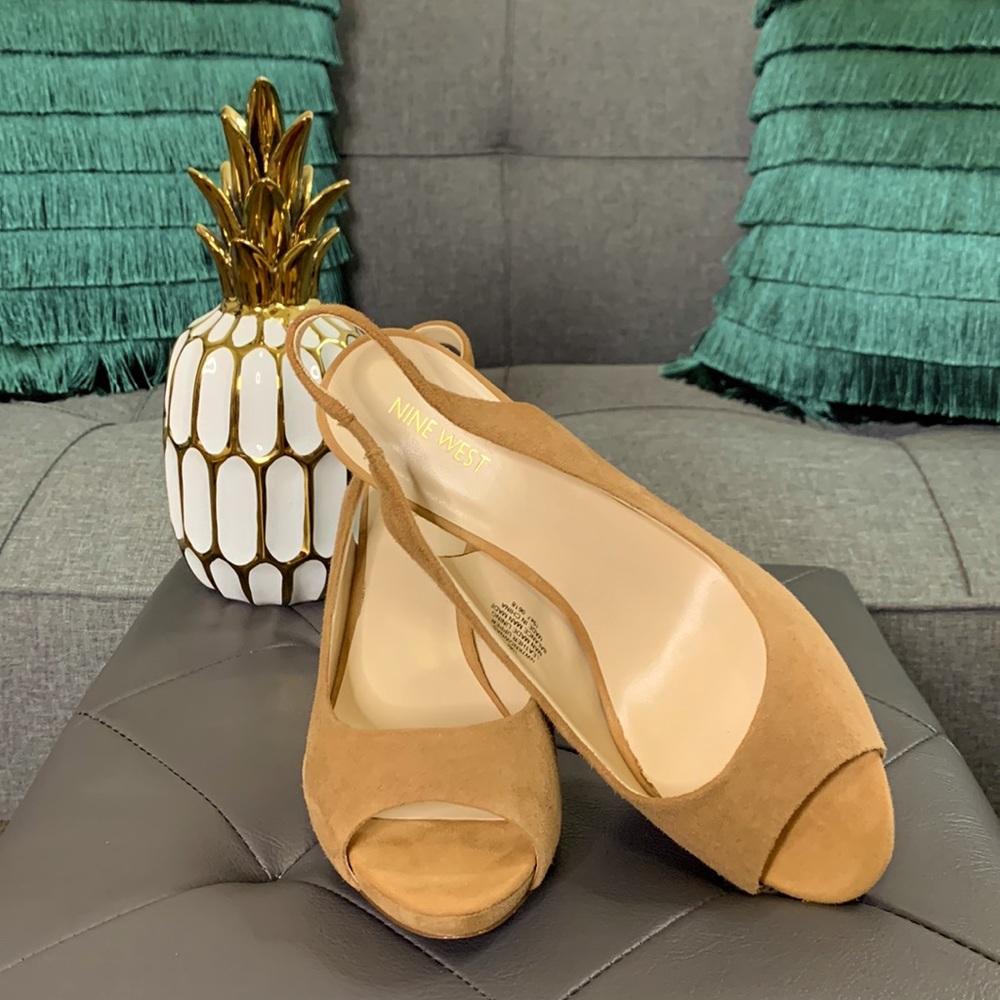 👡 Nine West Slingback Suede Open Toe Heels
